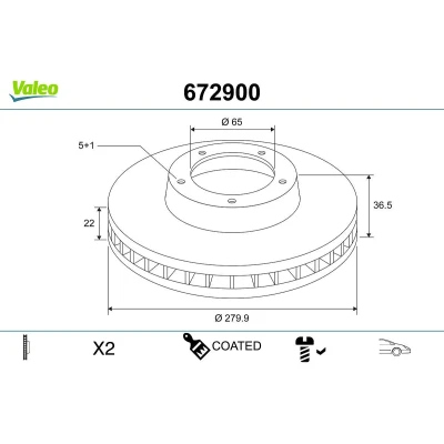 Kuva VALEO Jarrulevy VOLKSWAGEN: Golf 4, 4 Variant, Bora Sedan, SEAT: Leon I Hatchback, Toledo 2 Limousine, SKODA: Octavia 1 Combi 672900 1J0615301E