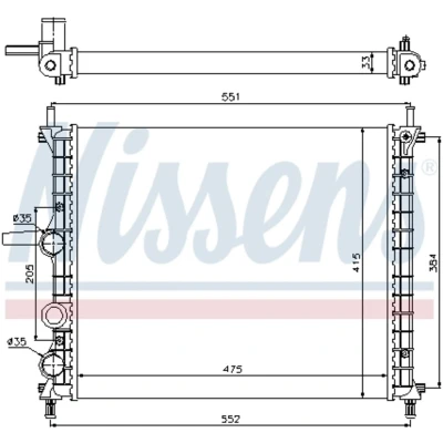 Kuva NISSENS 617848 Jäähdytin Alumiini 475 415 30 Jäähdytysrivat mekaan. kiinnitetyt FIAT: BRAVO 1