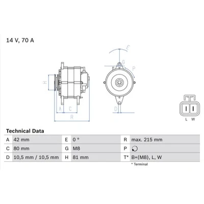 Kuva BOSCH 0 986 041 790 Laturi 14V 70A OPEL: Astra F CC, Corsa B Hatchback, Vectra Farmari
