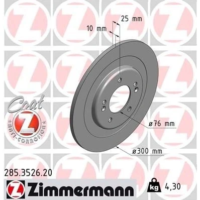 Kuva ZIMMERMANN COAT Z 285.3526.20 Jarrulevyt 300 10 7/5 5 114 täysi pinnoitettu HYUNDAI: i40 Farmari, Sedan