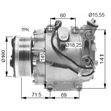 Kuva NRF 32491 Ilmastoinnin Kompressori TRSE09 12 PAG 46 kompressoriöljyllä HONDA: CIVIC 8 Hatchback