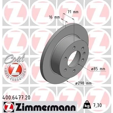 Kuva ZIMMERMANN COAT Z 400.6477.20 Jarrulevyt 298 16 7/6 6 130 täysi pinnoitettu hiiliteräs MERCEDES BENZ: Sprinter 3.5 T Van, Bussi