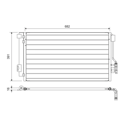 Kuva VALEO 817842 Ilmastoinnin Lauhdutin Vedenerottimella 14mm Alumiini 391mm R134a MERCEDES BENZ: Vito Bussi, Mixto