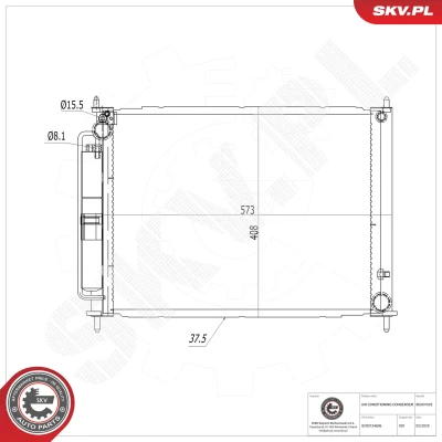 Kuva ESEN SKV 86SKV592 Ilmastoinnin Lauhdutin Vedenerottimella Alumiini 573mm