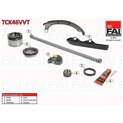 Kuva FAI AutoParts TCK46VVT Jakoketjusarja Tiivisteillä, Hammaspyörillä Yksinkertainen, Ketju hiljainen NISSAN: MICRA 3, 2