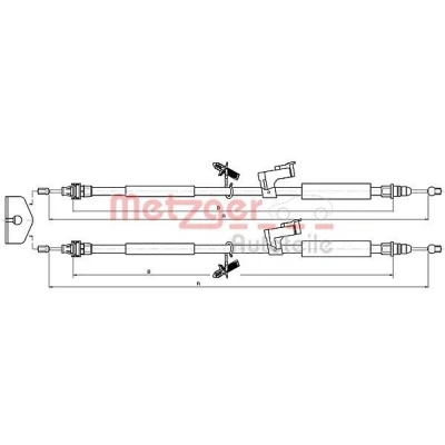 Kuva METZGER 10.5368 Käsijarruvaijeri Takana 1830/1700+1873/1745 COFLE FORD: FOCUS 2 Kombi, C Max, Cabriolet