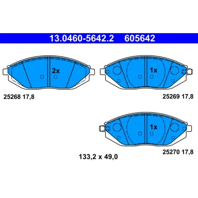 Kuva ATE 13.0460 5642.2 Jarrupalat akustisella kulumavaroittimella CHEVROLET: Spark
