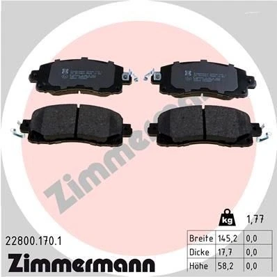 Kuva ZIMMERMANN 22800.170.1 Jarrupalat Valokuva vastaa toimituslaajuutta SUBARU: Outback V, Impreza V Hatchback