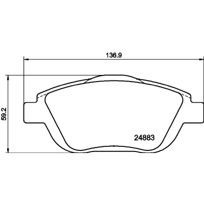 Kuva HELLA 8DB 355 014 551 Jarrupalat Ei kulumisenilmaisimelle Jarrusatulan ruuveilla Tarvikkeilla CITROËN: C3 II, DS3 Hatchback, Picasso