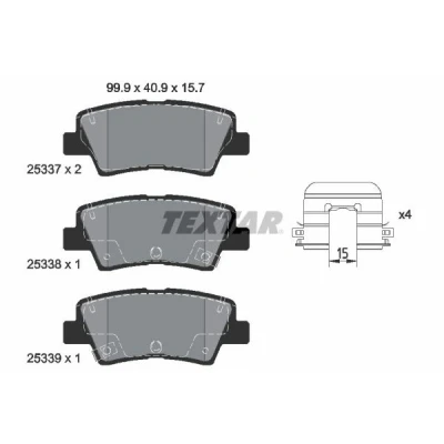 Kuva TEXTAR 2533707 Jarrupalat akustisella kulumavaroittimella Tarvikkeilla KIA: Optima / K5 Sportswagon, Sedan, SOUL 2