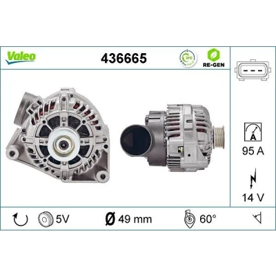Kuva VALEO 436665 Laturi 14V 95A BMW: 5 Touring, Sedan
