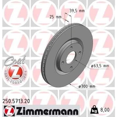 Kuva ZIMMERMANN 250.5713.20 Jarrulevyt 300 25 4/4 4 108 tuuletettu sisältä pinnoitettu FORD: Ecosport Mk2
