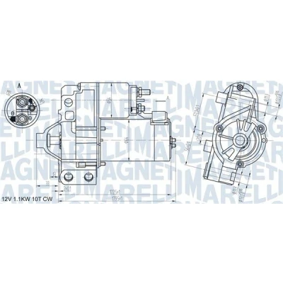 Kuva MAGNETI MARELLI 063721290010 Starttimoottori 12 1 10 PEUGEOT: 407 Sedan, 406 CITROËN: C5 III Farmari, I RENAULT: LAGUNA 2 Grandtour