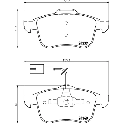 Kuva HELLA 8DB 355 006 901 Jarrupalat kulumisvaroitinkoskettimella ALFA ROMEO: 159 Sportwagon, Sedan, Brera
