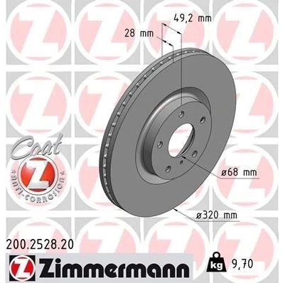 Kuva ZIMMERMANN COAT Z 200.2528.20 Jarrulevyt 320 28 6/5 5 114 tuuletettu sisältä pinnoitettu INFINITI: FX SUV, M35 III, NISSAN: Murano II