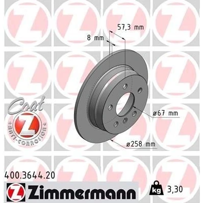 Kuva ZIMMERMANN COAT Z 400.3644.20 Jarrulevyt 258 8 6/5 5 112 täysi pinnoitettu MERCEDES BENZ: A sarja, B sarja