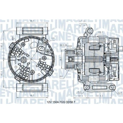 Kuva MAGNETI MARELLI 063731557610 Laturi 12V 150A FORD: Transit V363 Van, Mk6 Bussi