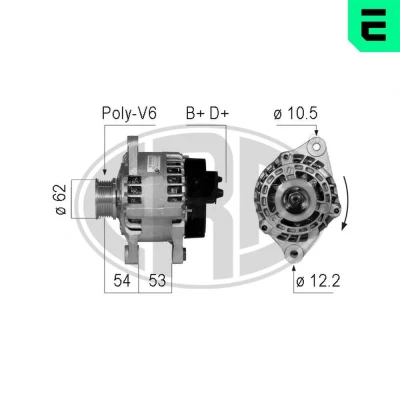 Kuva ERA 210759A Laturi 14V 120A FIAT: Punto II Hatchback, Barchetta, Stilo Multi Wagon, ALFA ROMEO: GTV, 147