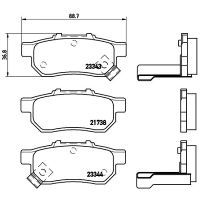 Kuva BREMBO P 28 025 Jarrupalat akustisella kulumavaroittimella Ilman tarvikkeita HONDA: JAZZ 2, 3, 4, MAZDA: 626 III Farmari