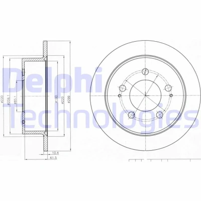 Kuva DELPHI BG4220 Jarrulevyt 299 10 5 täysi rasvattu käsittelemätön ilman pyöränlaakeria, ABS sensorirengasta SSANGYONG: Rexton W, / 2