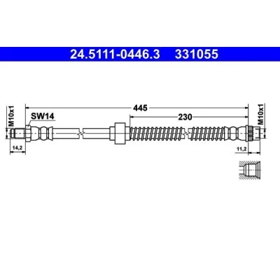 Kuva ATE 24.5111 0446.3 Jarruletku 445 M10x1 CITROËN: C3 I Hatchback, C2 Hatchback