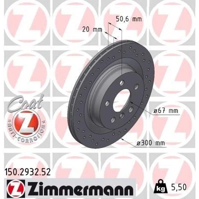 Kuva ZIMMERMANN SPORT COAT Z 150.2932.52 Jarrulevyt 300 20 6/5 5 112 tuuletettu sisältä, reijitetty pinnoitettu hiiliteräs BMW: 2 Gran Tourer