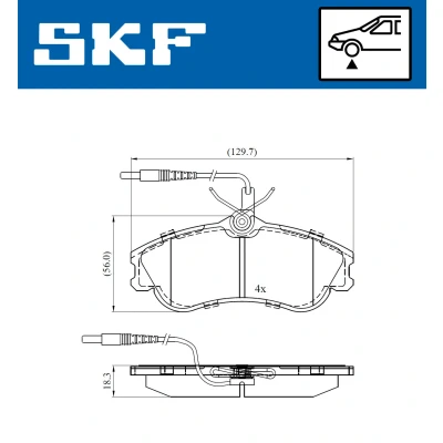Kuva SKF VKBP 80281 E Jarrupalat Sis. kulumisenilmaisimen CITROËN: Xsara Coupe, Hatchback, PEUGEOT: 306 Sedan