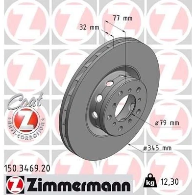 Kuva ZIMMERMANN COAT Z 150.3469.20 Jarrulevyt 345 32 10/5 5 120 tuuletettu sisältä pinnoitettu hiiliteräs BMW: Sedan