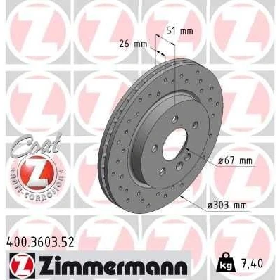 Kuva ZIMMERMANN SPORT COAT Z 400.3603.52 Jarrulevyt 303 26 6/5 5 112 tuuletettu sisältä, reijitetty pinnoitettu hiiliteräs MERCEDES BENZ: ML sarja