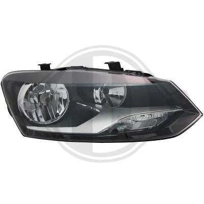 Kuva DIEDERICHS 2206983 Ajovaloumpio Vasen H7/H7 Halogeeni Oikeanpuoleiselle liikenteelle Valokorkeussäätimen moottorilla VOLKSWAGEN: Polo V Hatchback
