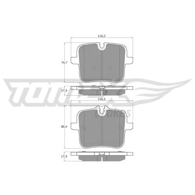 Kuva TOMEX brakes TX 60 07 Jarrupalat Taka akseli Kulumisenilmaisemelle BMW: 5 Sedan, 7, 8 Coupe