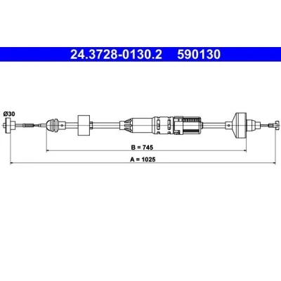 Kuva ATE 24.3728 0130.2 Kytkinvaijeri Automaattisella säädöllä VOLKSWAGEN: Vento, GOLF 3, 3 Variant