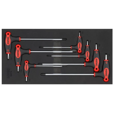 Kuva SONIC 600719 Työkalusarjalaatikko 7 T10, T15, T20, T25, T27, T30, T40 Kromi vanadium teräs Torx L muoto, erikoisen pitkä