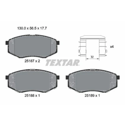 Kuva TEXTAR 2518701 Jarrupalat akustisella kulumavaroittimella HYUNDAI: Tucson, ix35, ix20, KIA: SOUL 2