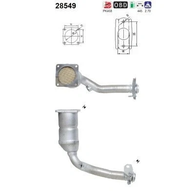Kuva AS 28549 Katalysaattori 445mm PEUGEOT: 206 Hatchback, SW