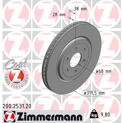 Kuva ZIMMERMANN COAT Z 200.2531.20 Jarrulevyt 320 28 6/6 6 114 tuuletettu sisältä pinnoitettu NISSAN: NP300 Navara Pick up, Pathfinder 3, up