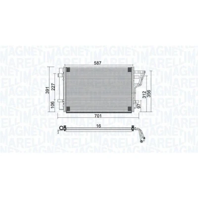Kuva MAGNETI MARELLI 350203951000 Ilmastoinnin Lauhdutin Vedenerottimella 589x379,4x12 379,4 589 12 HYUNDAI: i30 I Farmari, Hatchback