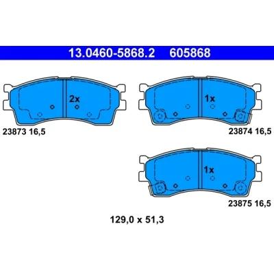 Kuva ATE 13.0460 5868.2 Jarrupalat akustisella kulumavaroittimella KIA: Cerato Sedan, Rio I Farmari