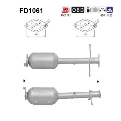Kuva AS FD1061 Hiukkassuodatin Kordieriitti FORD: Transit Connect Mk1 Van