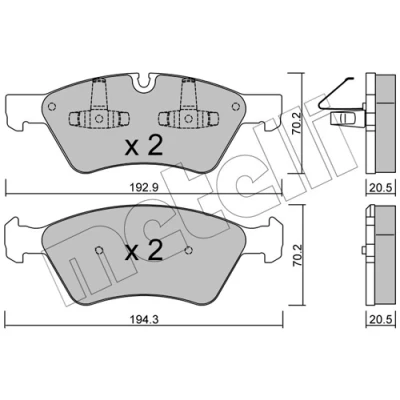 Kuva METELLI 22 0670 0 Jarrupalat Kulumisenilmaisemelle MERCEDES BENZ: E sarja Sedan, ML sarja, T modell