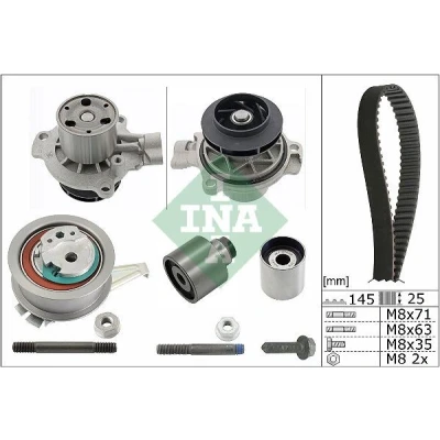 Kuva INA 530 0650 31 Vesipumppu + Jakohihnasarja Vesipumpulla ei useampiasentoista vesipumppua VOLKSWAGEN: Crafter Van, Transporter 6 Bus, Multivan
