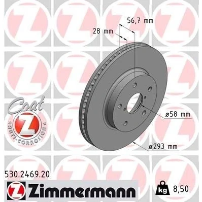 Kuva ZIMMERMANN 530.2469.20 Jarrulevyt 293 28 7/5 5 114 tuuletettu sisältä pinnoitettu SUBARU: Levorg I