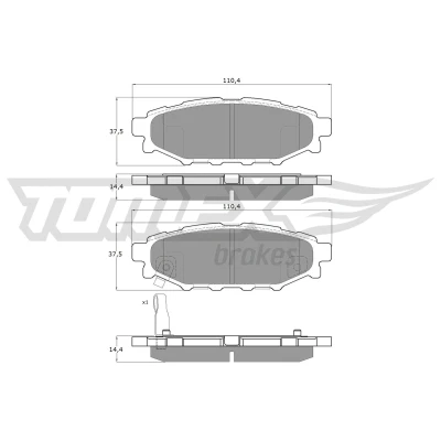 Kuva TOMEX brakes TX 15 37 Jarrupalat Taka akseli akustisella kulumavaroittimella SUBARU: Forester IV, III, Impreza III Hatchback