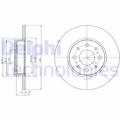 Kuva DELPHI BG4312 Jarrulevyt 251 10 4 täysi rasvattu käsittelemätön ilman pyöränlaakeria, ABS sensorirengasta ALFA ROMEO: MiTo