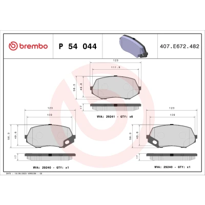 Kuva BREMBO P 54 044 Jarrupalat Kulumisenilmaisemelle Ilman tarvikkeita MITSUBISHI: Canter 7.Generation
