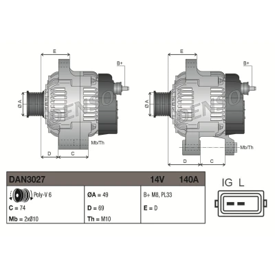 Kuva Denso DAN3027 Laturi