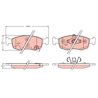 Kuva TRW GDB2350 Jarrupalat akustisella kulumavaroittimella FIAT: 500 Hatchback