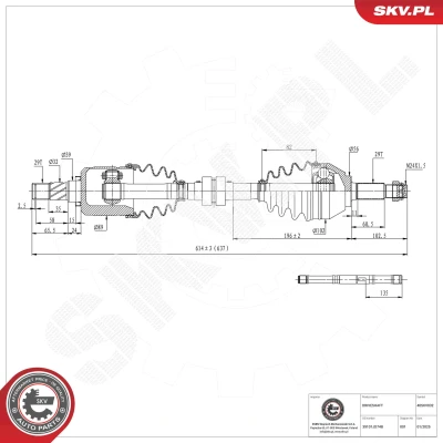 Kuva Vetoakseli, Etuakseli, vasen Esen skv 40SKV032 nissan, renault OE 391011541R, 391019806R, 39101JD74B