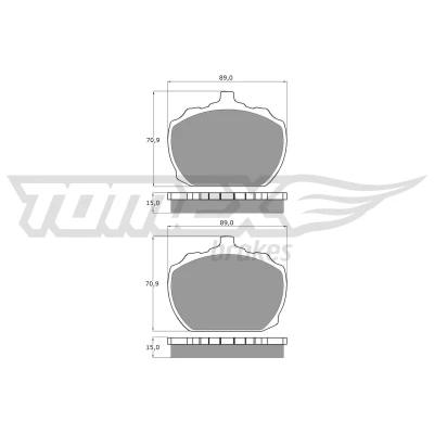 Kuva TOMEX brakes TX 10 60 Jarrupalat Etuakseli FORD: Transit Mk2 Flatbed Kuorma auto/Alusta, Mk1 Bussi, Van, TRIUMPH: Stag Targa