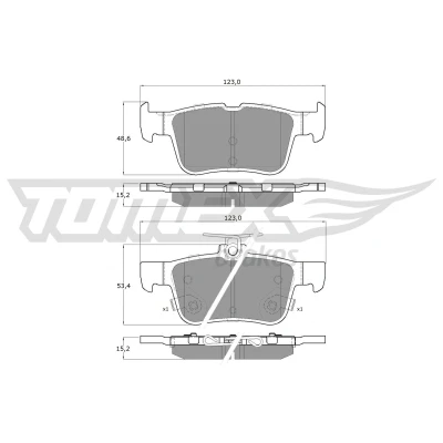 Kuva TOMEX brakes TX 17 76 Jarrupalat Taka akseli akustisella kulumavaroittimella FORD: Mondeo 5 Kombi, 5, S Max Mk2
